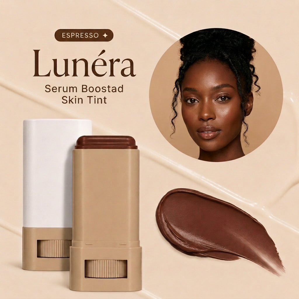 Lunéra skin tint stick i nyansen Espresso med färgprov på hud